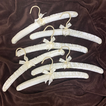 Load image into Gallery viewer, Ivory Beige Satin Padded Hangers Dress Lingerie Bridal Clothe Hanging Clothes Hanger